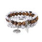 Tree of Life Yoga Healing Stone Bracelets,Multilayer Lotus Chakra Stone Reiki Bracelet Sets,Anxiety Crystal Natural Stone,for Women Stress Relief - style: White turquoise+Tiger's Eye stone