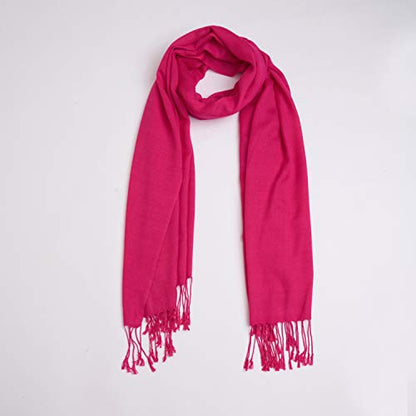 EURKEA Women's Scarf Pashmina Silky Soft Shawls Wraps Stole for Evening, Wedding and Gift - color: Hot Pink