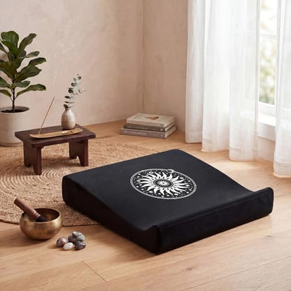Meditation Cushion Set with High-Density Foam : 26.4" Large Floor Pillow for Yoga, Meditation, Sitting，Zafu & Zabuton Removable Washable Luxe Velvet Cover - color: B