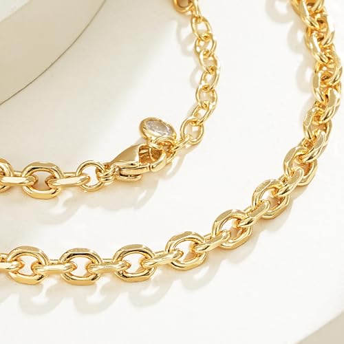 BENEIGE Gold Bracelets for Women 14k Gold Paperclip Bracelets Binding Bracelet, Adjustable Bracelets for Women Dainty Handmade Link Bracelet - color: circle