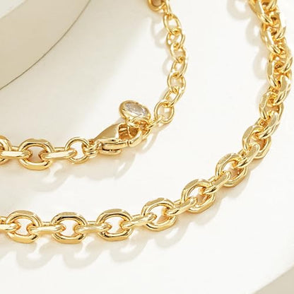 BENEIGE Gold Bracelets for Women 14k Gold Paperclip Bracelets Binding Bracelet, Adjustable Bracelets for Women Dainty Handmade Link Bracelet - color: circle