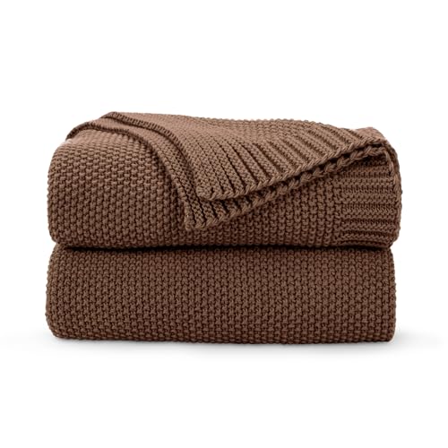 CozeCube Brown Throw Blanket for Couch, Soft Cozy Cable Knit Throw for Bed Sofa Living Room, Lightweight Warm Decorative Farmhouse Christmas Blanket, 60"x80", Dark Brown - color: Dark Brown, size: 60"x80"