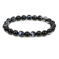 Keleny Gem Semi Precious Gemstones 8mm Natural Quartzite Stone Round Beads Rock Crystal Jasper Stretch Bracelet 7 Inch Unisex - color: 8mm Black Striped Lace Agate