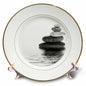 3dRose Balanced Stone Cairn Zen Style In Water 8 inch Porcelain Plate