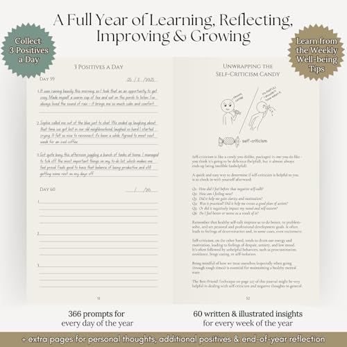 3 Positives a Day™ – One-Year Journal for Daily Mindfulness, Gratitude & Happiness | Therapist-Created | Evidence-Based Practice with Weekly Well-Being Tips | Undated I Gratitude Journal Gifts for Women & Men 2026