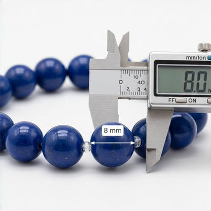 Lapis Lazuli Healing Bracelet – Real Crystal Beads for Stress Relief, Meditation & Chakra Balance – Natural Gemstone Jewelry Gift for Women & Men, Adjustable Stretch Fit - style: round(no gift box)