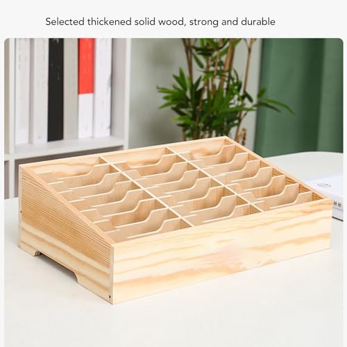24 Grid Wooden Desktop Storage Box Mobile Phone Management Organizer Office Meeting Finishing Multi Rack Jewelry Storage Box Earrings Rings Necklace Display Case