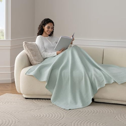 Berkshire 3-Layer Fleece Throw, Ultra Soft Lightweight Thermal Blanket with Cotton-Like Feel, All-Season Cozy Bed Cover for Couch Bed, Machine Washable(Throw Size 50" x 60", Southern Blues) - color: Southern Blues, size: Throw (50 in x 60 in)