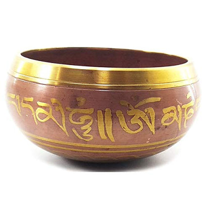 Skywalk Hand Made Brass Tibetan Buddhist Prayer Instrument with Striker Stick, OM Bell, OM Bowl, Meditation Bowl, Music Therapy (Multicolor, 4 Inch Diameter)