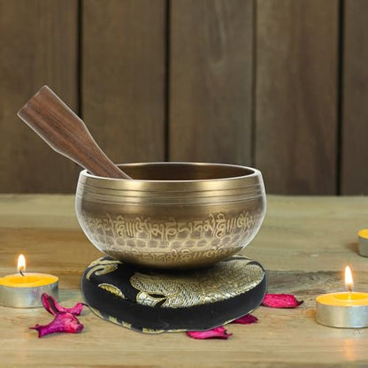 BESPORTBLE Yoga Meditation Bowl Hand-hammered for Mindfulness and Peace of Mind Handmade Singing Bowl Set for Yoga Vipassana and Spiritual Relaxation Gift for Men and Women
