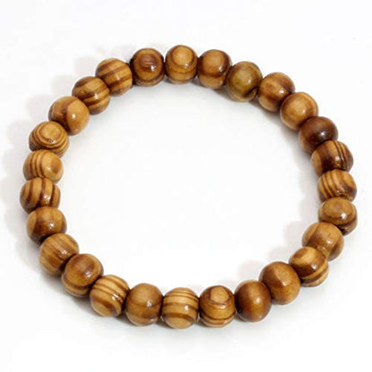 Wooden Bracelet for Women Men Mala Natural Beads for Prayer Energy Healing Cuff Wristband