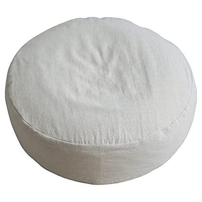 Meditation Cushion Round Cotton Linen Seat Cushion Super Soft Epp Particles Meditation Cushion Breathable Tatami Meditation Pillow for Yoga Balcony-White 40cm(16inch)