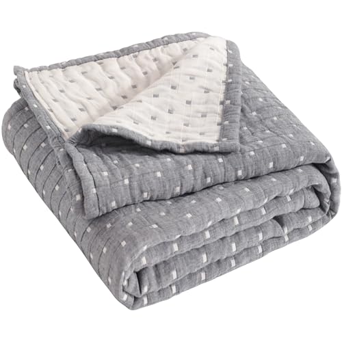 NTBAY 3 Layer Toddler Blanket, Muslin Cotton Jacquard Bed Blankets, Lightweight Thermal Baby Blanket, Super Soft and Warm Crib Blanket for All Seasons, Decoration Gift, 30"x40", Grey Dot - color: Grey Dot, size: 30x40 Inch (Pack of 1)