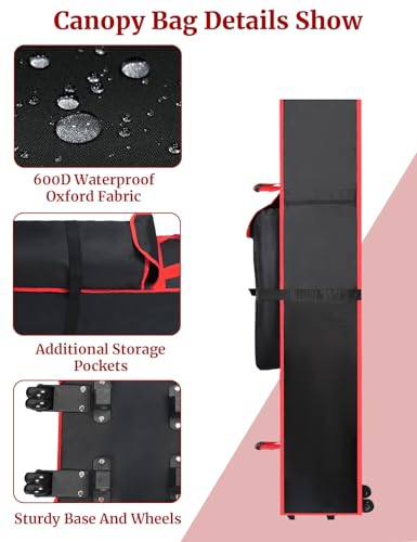 Wheeled Canopy Tent Replacement Bag 10x10x48, Heavy Duty 800D Oxford Carry Bag with Wheels & Handle, Waterproof Storage Case for Pop Up Canopy Frame - size: 10x10x48Inch