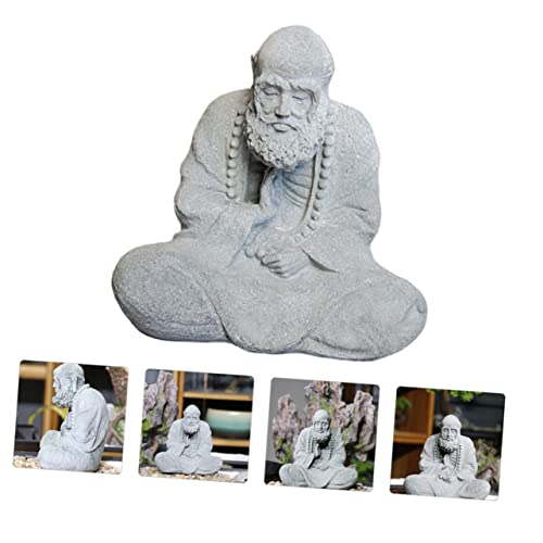 1pc Chinese Style Sitting Buddha Statue Sandstone Figurine for Home Decor Office Zen Garden and Meditation Spaces