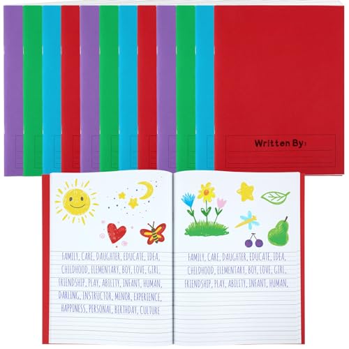 Henoyso 12 Pcs Primary Composition Notebook K-2 Primary Journal, Notebook for Kids Supplies, Bulk Blank Writing Book for Kid to Write Draw Journal 60 Page (9.8″ X 7.5″,Mixed Color) - color: Mixed Color, size: 9.8″ X 7.5″