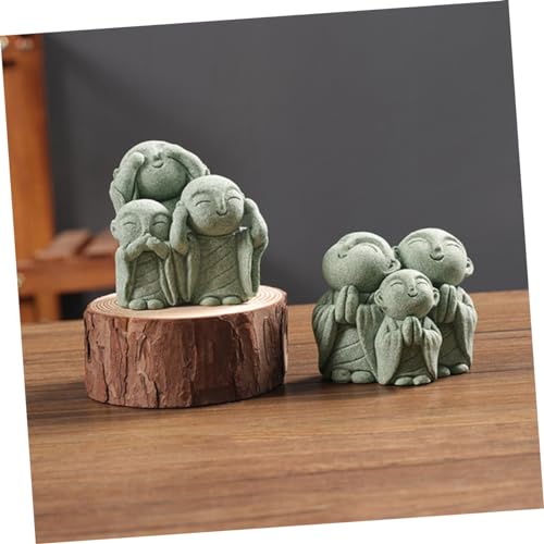 Stone Maitreya Buddha Figurine Zen Decoration for Tea Table Aquarium Home Decor Unique Sandstone Design for Meditating and Traditional Aesthetic