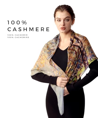 PoeticEHome Cashmere Scarf Wrap 36"x36" - Featherlight & Wrinkle-Free Artistic Square Shawl for Travel & Office, Gift Ready - color: Antibes - 36"