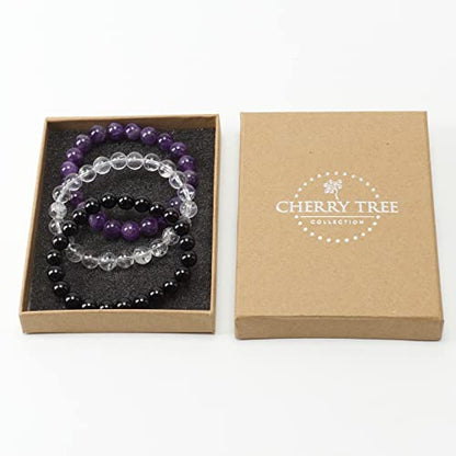 Cherry Tree Collection - Small, Medium, Large Sizes - Gemstone Beaded Bracelets For Women and Men - 8mm Round Beads - color: Protection, size: Large