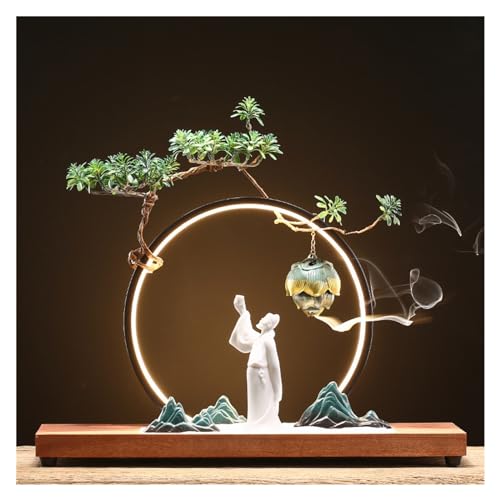 Faux Tree Chinese Zen Backflow Incense Burner Office Decoration Sand Table Rockery Creative Home Living Room Entrance Decoration Faux Plants Indoor
