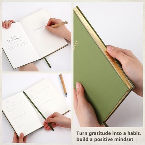 Gratitude Journal Daily Self Care Affirmations Gift for Christmas Birthday Fathers Day Christian Positive Journal Gifts for Friends Dad Mom Cowrker Employee(Dark Green,Minimalist)