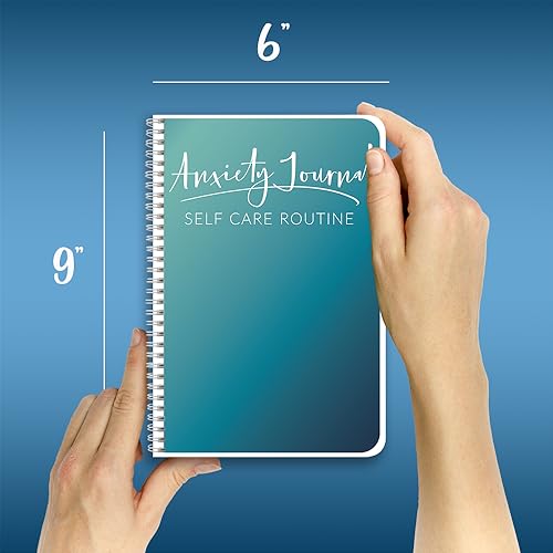 BookFactory Anxiety Journal Self Care Routine Tracking Track Stress & Anxious Triggers - 100 Pages, Wire-O, 6'' x 9'' (Made in USA) - style: Anxiety Wire-O