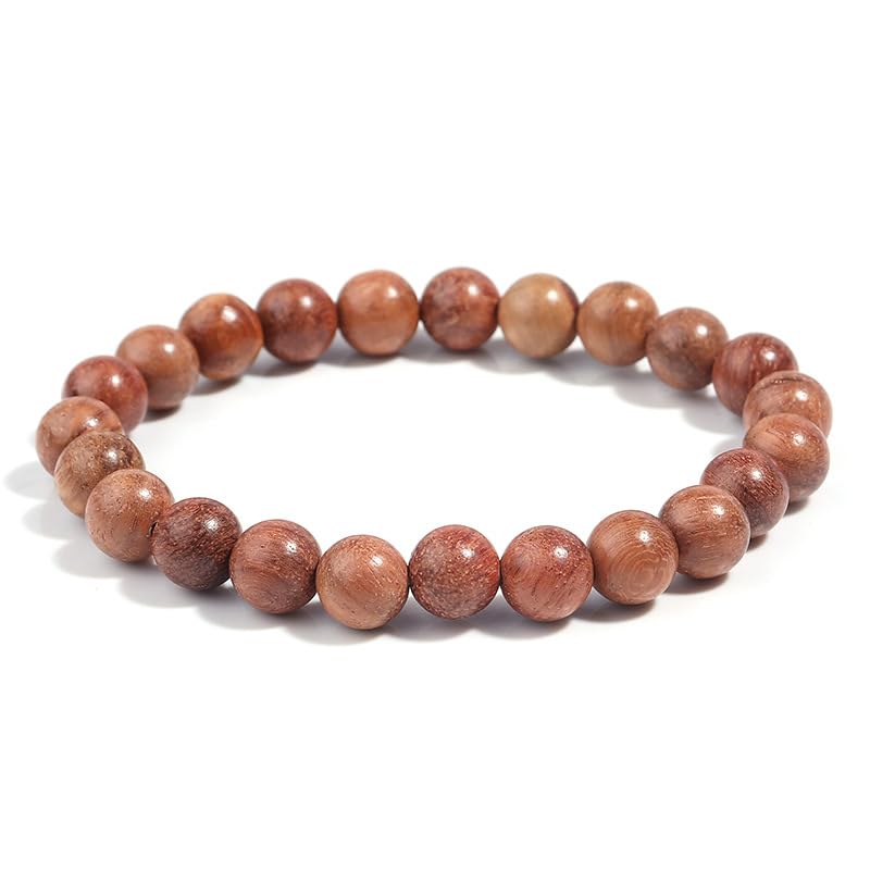 DATOA 6Pcs 8mm Wooden Beaded Stretch Bracelet for Men Women