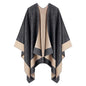 Women's Shawl Wrap Poncho Cape Cardigan Open Front Coat Shawl Wrap Scarf for Spring Fall Winter - color: Champagne Black