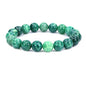 Keleny Fashion Crystal Man Women Stretch Bracelet 10mm Round Beads Rock Jasper 7 Inch Unisex - color: Green Chalcedony