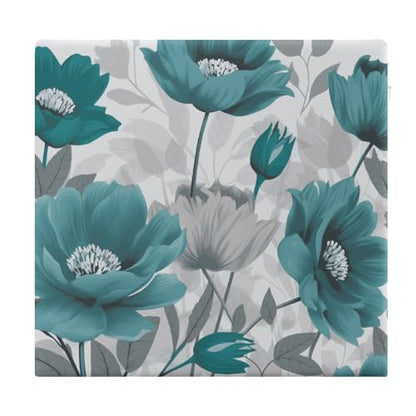 Degrees of Comfort Meditation Floor Cushion, Square Cushion for Adults Seat,Teal Grey and White Floral Printed Memory Foam Cushion, Outdoor Picnic Mat 14.96 * 13.78 Inch.