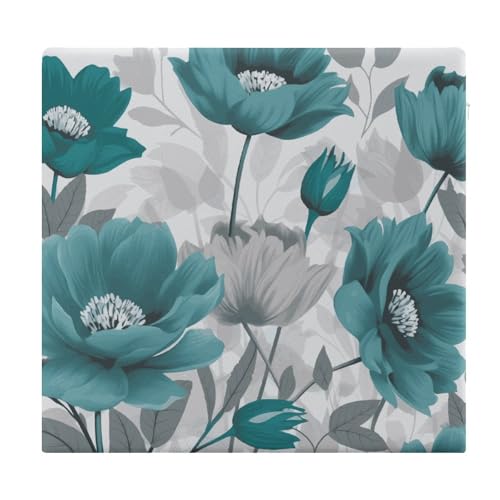 Degrees of Comfort Meditation Floor Cushion, Square Cushion for Adults Seat,Teal Grey and White Floral Printed Memory Foam Cushion, Outdoor Picnic Mat 14.96 * 13.78 Inch.