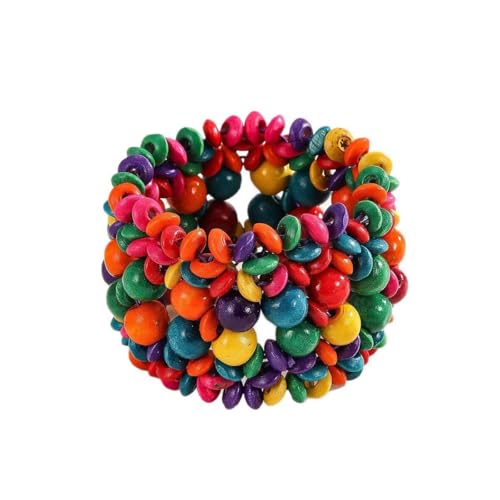 Zian Bohemian Wooden Beaded Bracelets for Women Handmade Colorful Wide Chunky Elastic Stretch Bracelets Boho Wristband Summer Beach Jewelry - color: Multi
