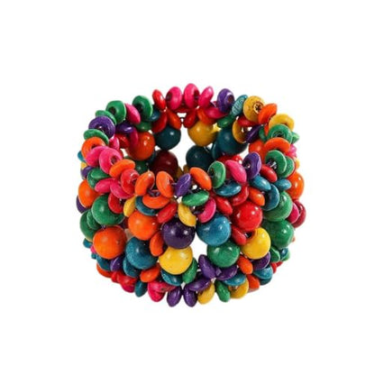 Zian Bohemian Wooden Beaded Bracelets for Women Handmade Colorful Wide Chunky Elastic Stretch Bracelets Boho Wristband Summer Beach Jewelry - color: Multi