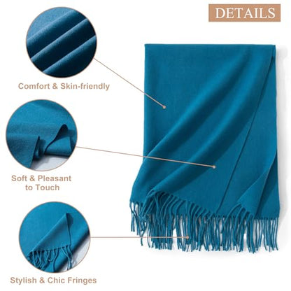 Sumolux Scarf for Women Pashmina Shawls Wraps for Evening Dresses Wedding Bridesmaid Gifts Winter Warm Soft Scarves - color: Sea Blue