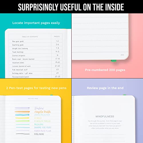Lined Journal Notebook for writing | Ruled 200 pages, 120gsm Thick Paper with Sticky Notes,pen loop, elastic band, leather hard cover | Scribbles That Matter A5 journals for writing, 5.75x8.2 inches