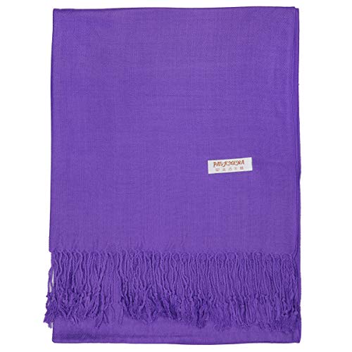 Falari Women's Soft Solid Color Pashmina Shawl Wrap Scarf, for Wedding, Bridesmaid Gifts, Evening Dress - color: Eggplant Purple