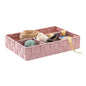 Decorative Woven Strap Divided Basket, Bathroom Storage Bins with Compartment, Bedroom Organization Container with 4 Sections (Pink)