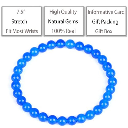 QOGIR Handmade Healing Bracelet,6mm Natural Gem Stone Bracelet rope bracelet - color: Blue Jade(Transformation and Protection), size: 6mm