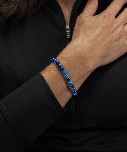 Cherry Tree Collection - Small, Medium, Large Sizes - Gemstone Beaded Bracelets For Women and Men - 6mm Round Beads - color: Lace Agate Blue, size: Small