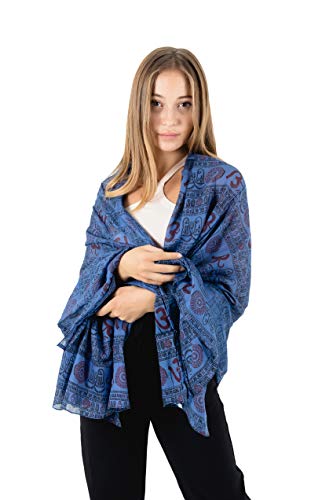 OMA Scarf Wrap Shawl Cotton Block Print Mantra Scarf For Meditation & Yoga - Large Size - Premium Quality