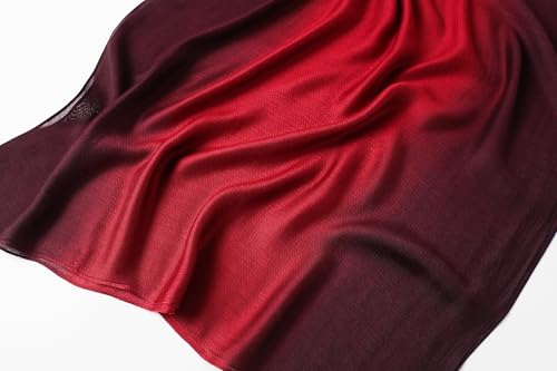 WINCESS.YU Women Gradient Scarf Long Shawls and Wraps Fashion Plain Pashmina Formal Scarf - color: Red