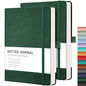 RETTACY Dotted Journal Notebook, 2-Pack, 160 Numbered Pages per Pack, A5 Medium Size (5.7'' x 8.3''), 120 GSM Thick Paper, Leather Hardcover, for Journaling, Planning (Dark Green & Dark Green) - color: Dark Green & Dark Green, style: Dotted