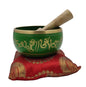 Purpledip Bell Metal Singing Bowl: Tibetan Dhyana Meditation Musical Instrument, 5 Inches, Green (10780) - style: Scripture design | 5 inches | Green