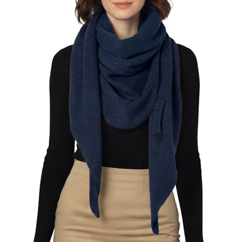 RIIQIICHY Shawl Wrap Women Pashmina Triangle Cape Knit Sweater Scarf for Fall Winter Fashion Accessory - color: Navy