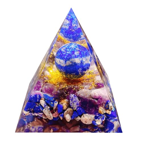 Orgone Pyramid Energy Generator,Natural Lapis Lazuli&Amethyst Orgonite Crystal Healing Pyramids for Reduce Stress Chakra Reiki Healing Meditation Attracts Lucky and Success,Wealth Health - color: Blue
