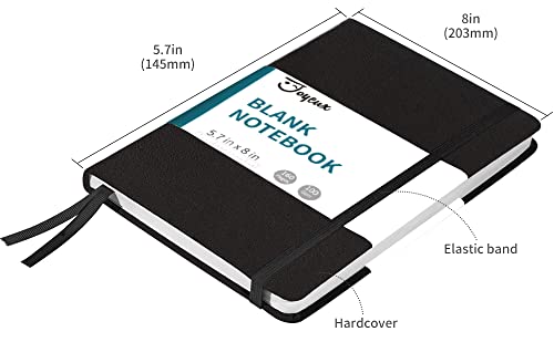 JOYEUX Blank Journal Notebook, A5, 160 Pages 100 Gsm Thick Sketch Books Hardcover Journal for Writing, 5.7 inches x 8 inches Notebooks for Work (Black) - color: Black