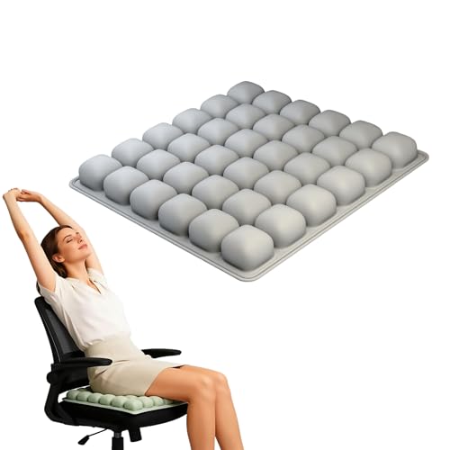3D Air Cushion, A Pressure-reducing and Shock-Absorbing Seat Cushion, Suitable for Office Chairs, Car Seats, Wheelchairs, Helps Relieve Tailbone Pain and Prevent Hemorrhoids (Grey, 36airbag) - color: Grey