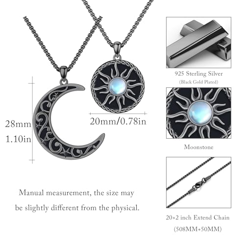 Yin Yang Necklaces for Women Men 925 Sterling Silver Pendant Necklace Yin Yang Jewelry for Women Men Couples - style: Sun Moon #9