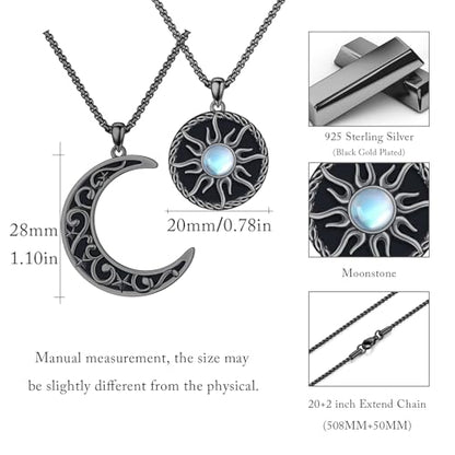 Yin Yang Necklaces for Women Men 925 Sterling Silver Pendant Necklace Yin Yang Jewelry for Women Men Couples - style: Sun Moon #9