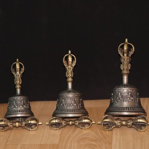 KAFELE Nepalese Handmade Hand Bell, Bronze Vajra Bell, Crisp And Pleasant, Meditation Instrument,B,8.5CM - color: B, size: 8.5CM